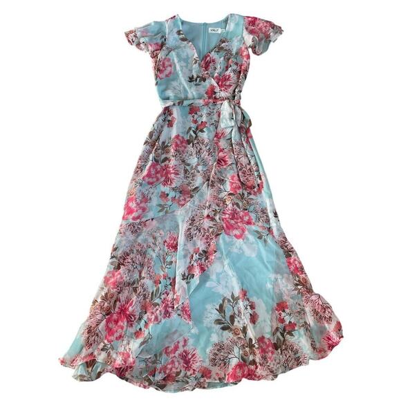 Eliza J Floral Chiffon Maxi Dress, Cottage 4 | NWOT Romantic Wedding Guest Gown - Picture 1 of 10